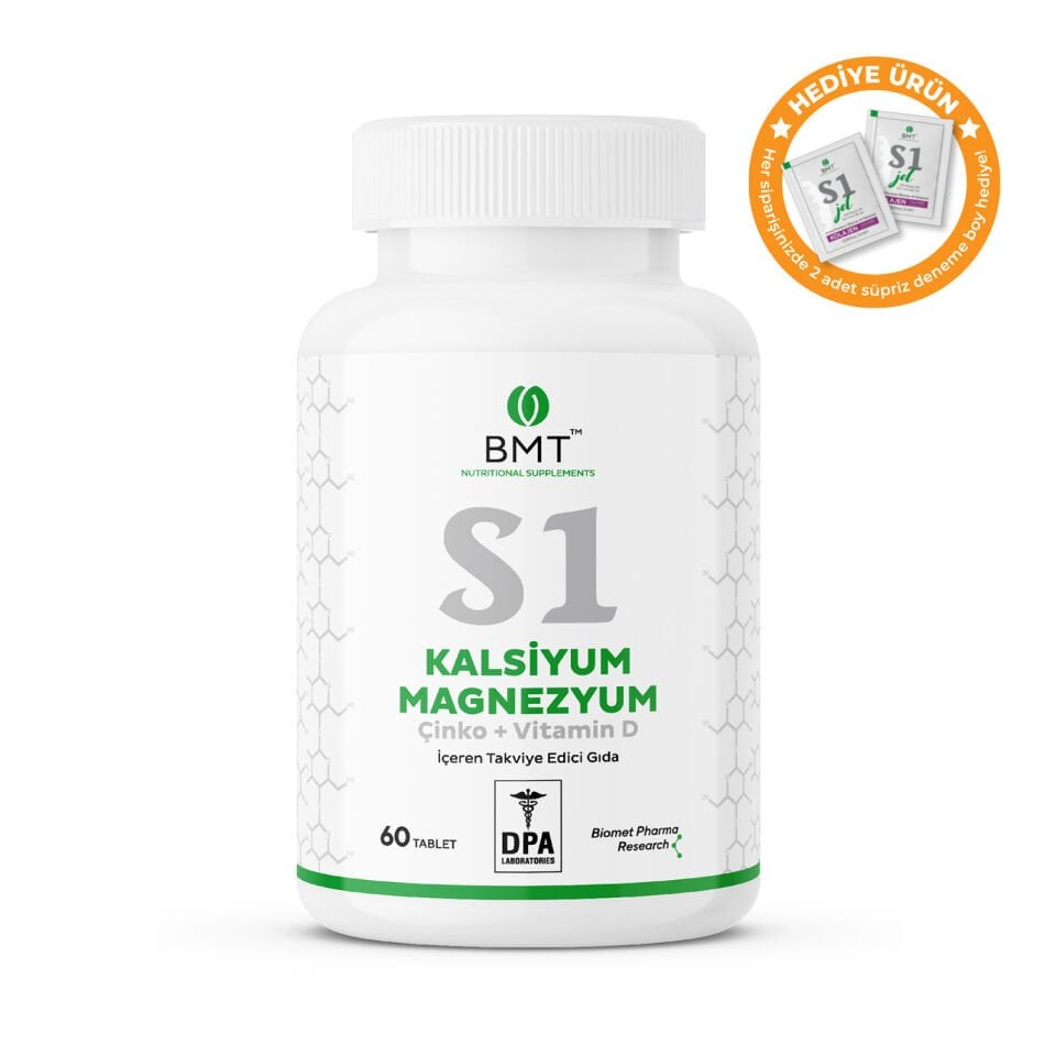 S1™ Kalsiyum, Magnezyum, Çinko, Vitamin D Takviye Edici Gıda 60 Tablet