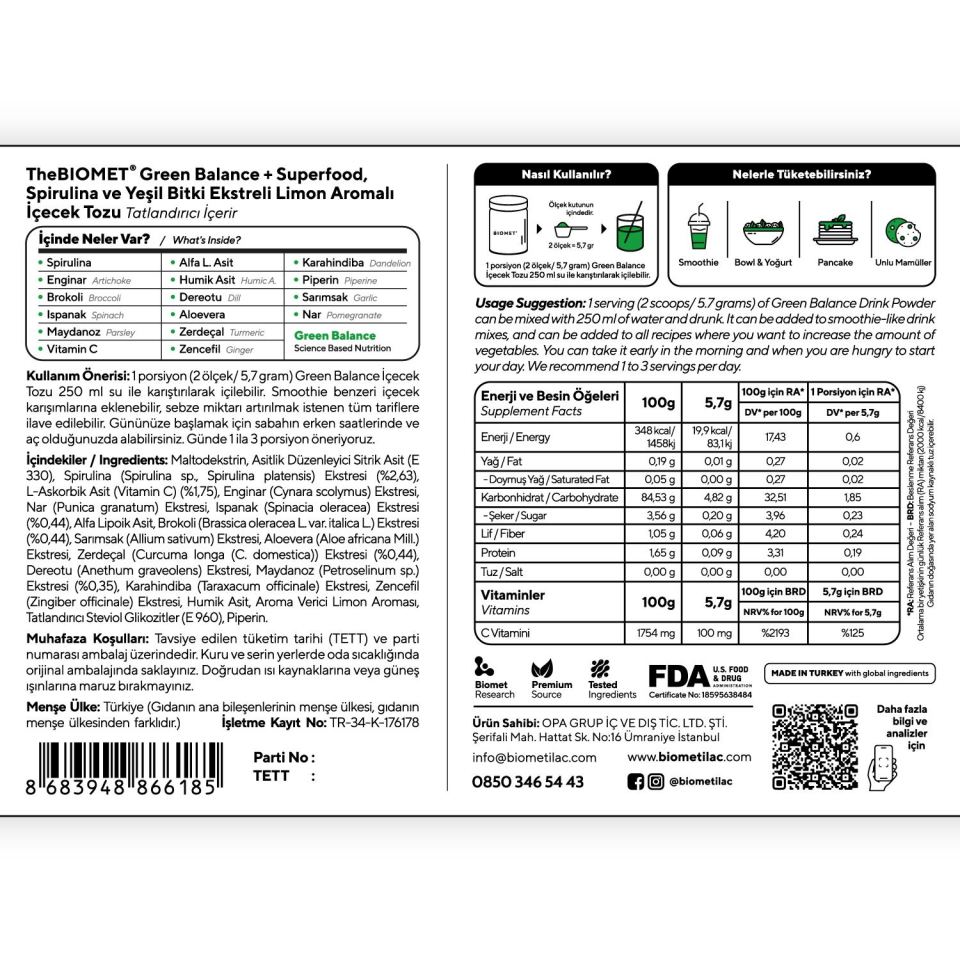 BIOMET Green Balance + Superfood